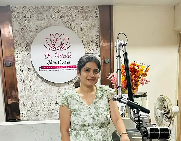 Reception at Mitali Hospital with the Dr. Mitali's Skin Centre logo